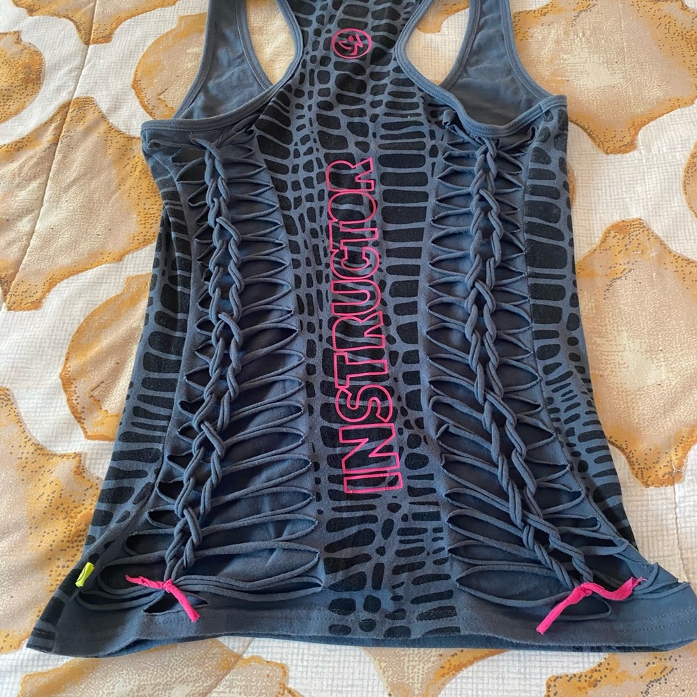 Women's Grey Racerback Tank with Pink Logo